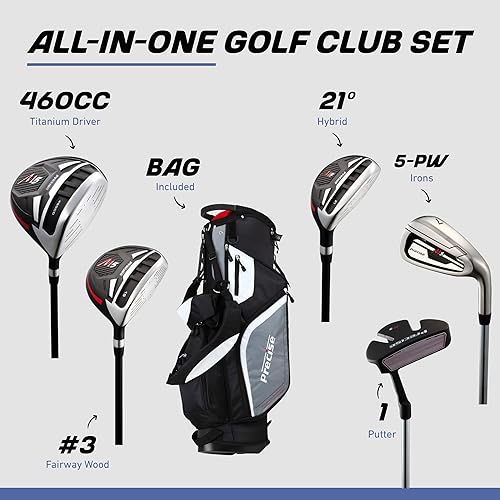 Miniatura 2 de Precise M5 - Juego de golf para hombre  Conductor de 460 cc, madera, híbrido, hierros 5-PW, putter, bolsa de soporte, 3 fundas para la cabeza