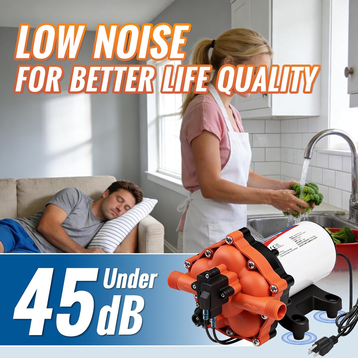 YOUNGTREE 55-Series 110V AC Fresh Water Diaphragm Pump 7GPM 70PSI 110volt 5-Chamber Water Pressure Washdown Pump On Demand with Pressure Switch for Irrigating, Home, Sprinkler, RV, Marine