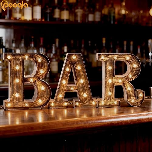 Miniatura 5 de BAR - Letrero iluminado de marquesina para decoración del hogar, letrero de marquesina LED iluminado, luz de pub preiluminada, funciona con pilas