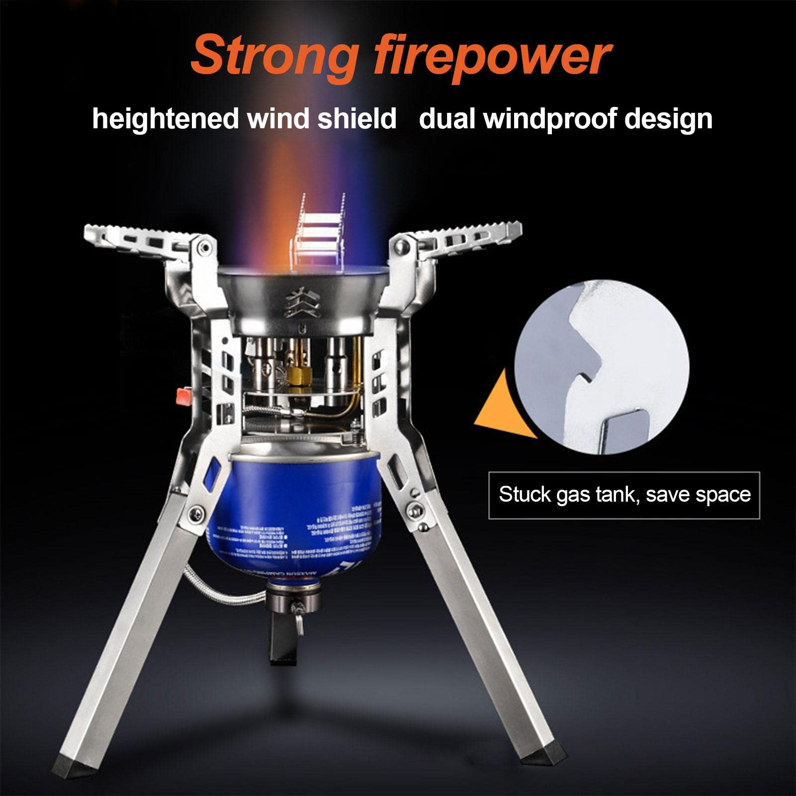 - Hornillo de camping - Quemador de cocina de alto rendimiento de 6800 W con encendido piezoeléctrico y bolsa de transporte - Hornillo portátil de camping con ajuste de potencia de fuego multinivel | con encendido piezoeléctrico y bolsa de transporte - Ho