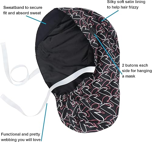 Miniatura 161 de ABAMERICA Gorras quirúrgicas para mujer, gorro de enfermera, soporte funcional para cola de caballo para cabello largo, individual o forrado