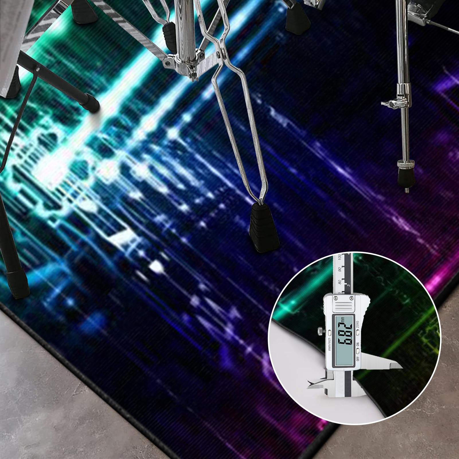 Elektrisches Schlagzeug Teppich 160 x 120 cm Professionelles Schallschutz Trommelmatte, Drum Teppich, Music Carpet Innen und Außen, Trommelteppich für Studio, Wohnung