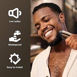 SHPAVVER Beard Trimmer for Men: Professional Barber Hair Clippers - 12-in-1 Cordless Grooming Kit - Waterproof Electric Razor with Turbo Speed & Precision Blades, Gold