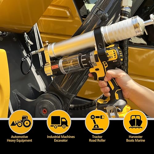 Miniatura 6 de Adaptador de taladro de pistola de grasa eléctrica con carga de 14 onzas, acoplador de pistola de grasa de bloqueo, manguera de alta presión de 12