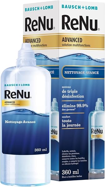 ReNu Advance Produit Lentilles de Contact Souple - Système de Triple Désinfection, Solution d'Entretien Multifonction pour Lentilles Souples - Flacons de 3 x 360ml - 4