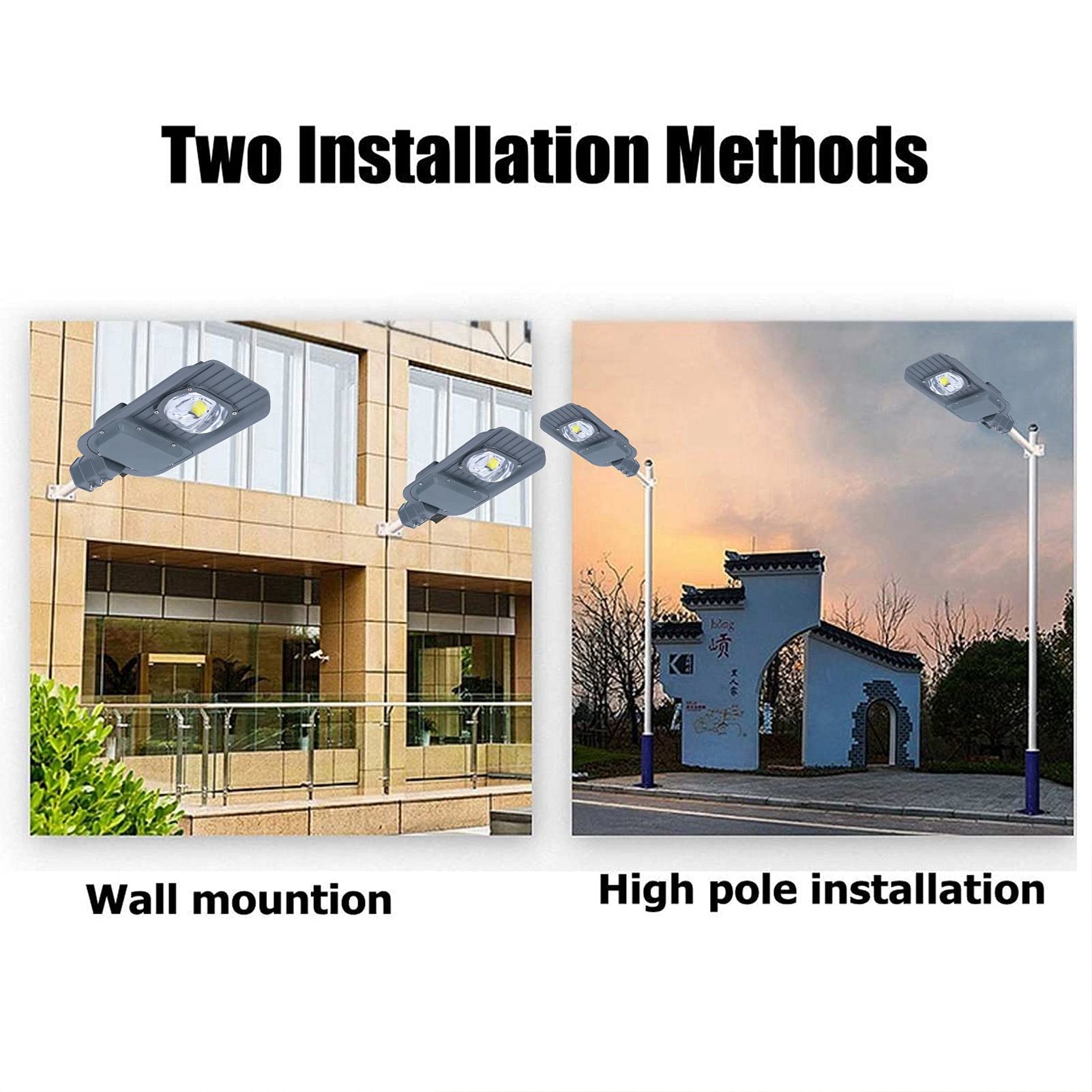 Uliczna LED 50 W IP66 Wodoodporna, Wysoka jasność 2000 Lm Piaskowo-szary 6500 K dla Ulic W Parkach, na Placach, łatwa Instalacja