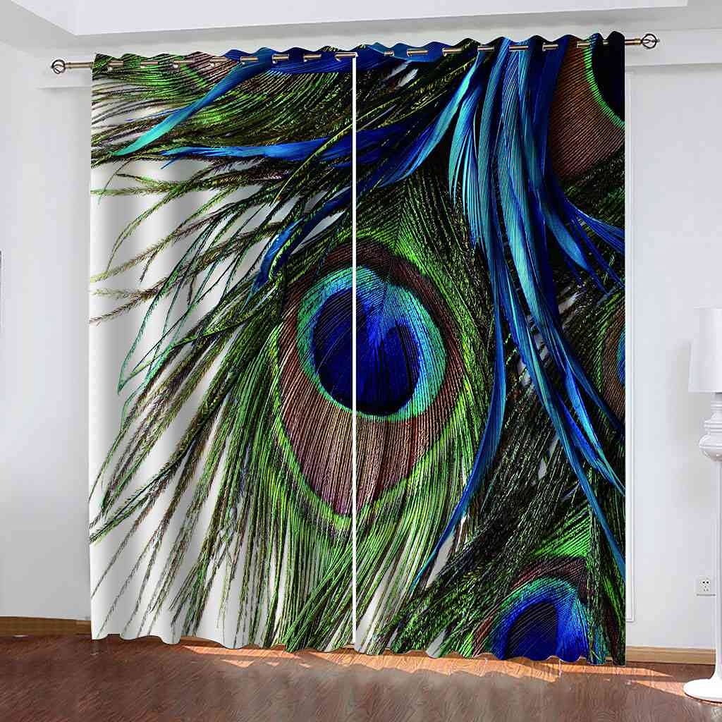 Tissu lourd occultant contre le bruit et le froid rideau plumes de paon