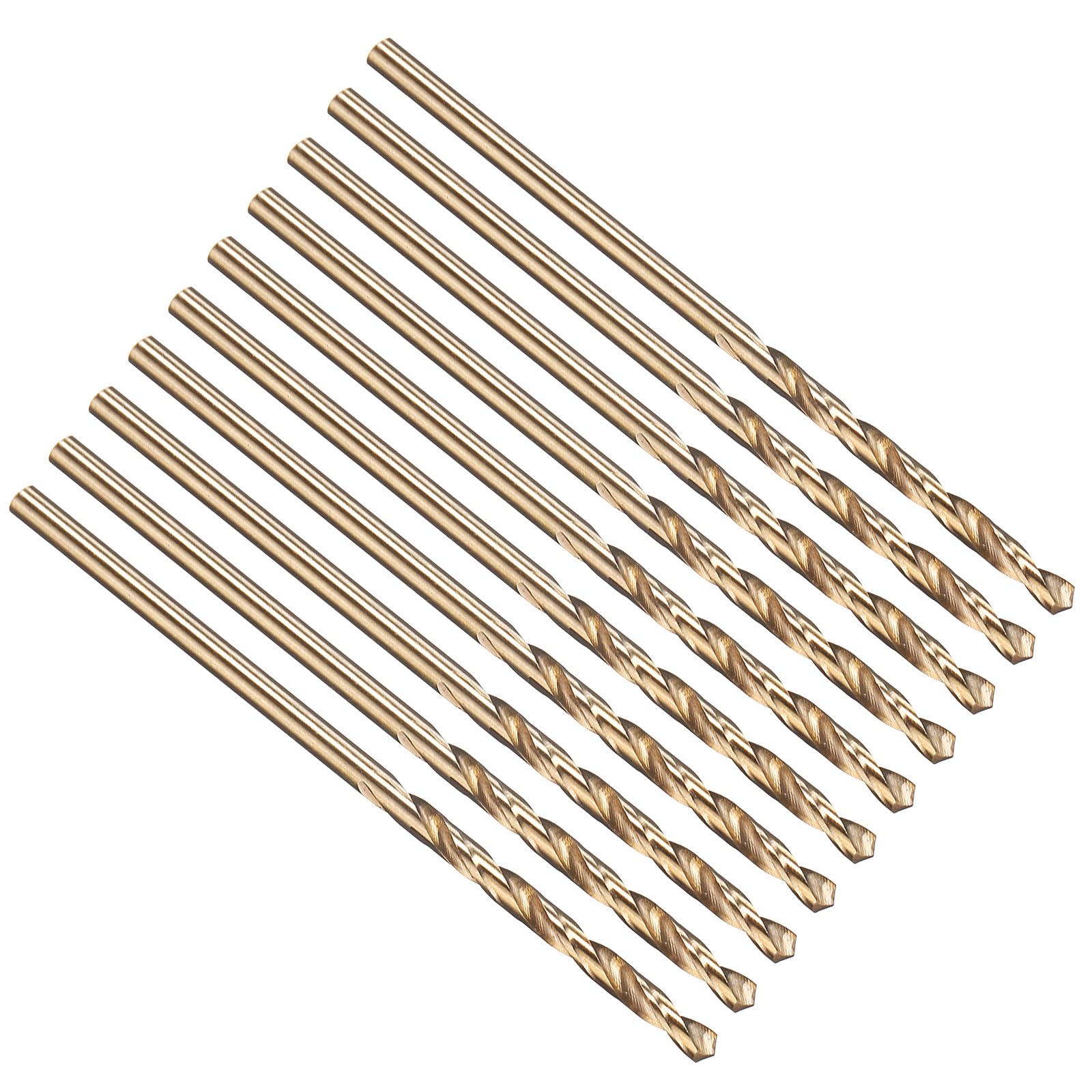PATIKIL 1.9mm Drill Bit, M35 Cobalt 5% High-Speed Steel Jobber Straight Shank 135° Gold Finish for Stainless Steel Hard Metal - 10 Pack