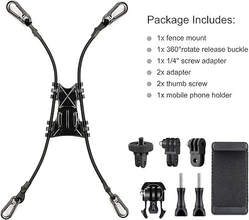 Miniatura 7 de YALLSAME Soporte de valla para GoPro Hero 12 11 10 9 8 7 6 5 4 3 Max Mini AKASO DJI Action, soporte de valla de enlace de cadena, apto para juegos