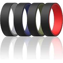 ThunderFit Unisex Silicone Wedding Rings, Reversible 6mm Wide 2mm Thick - 1/4/7 Variety Multipack