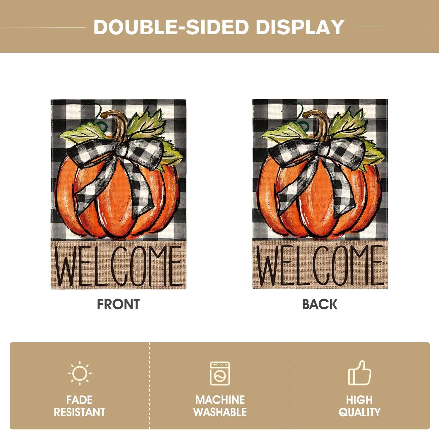 AVOIN colorlife Fall Thanksgiving Pumpkin Welcome Garden Flag 12x18 Inch