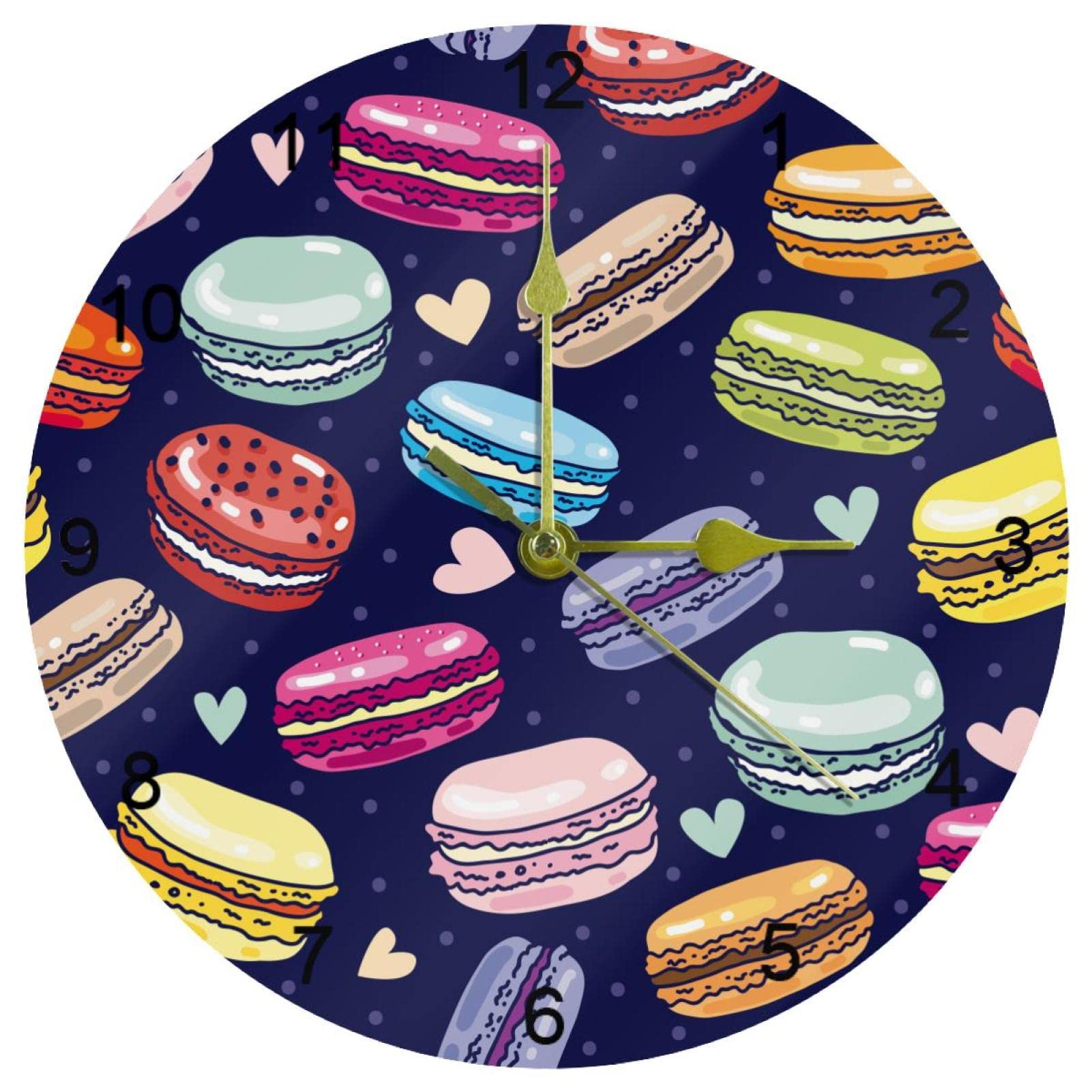 Horloge murale silencieuse à quartz 25 cm macarons colorés sans tic-tac
