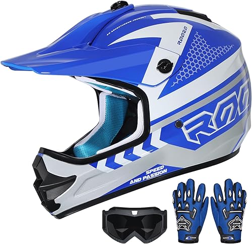 Casco de motocross para jóvenes, certificado por DOT, casco de motocicleta de cara completa para todoterreno, cuatrimoto, paseos en la calle,