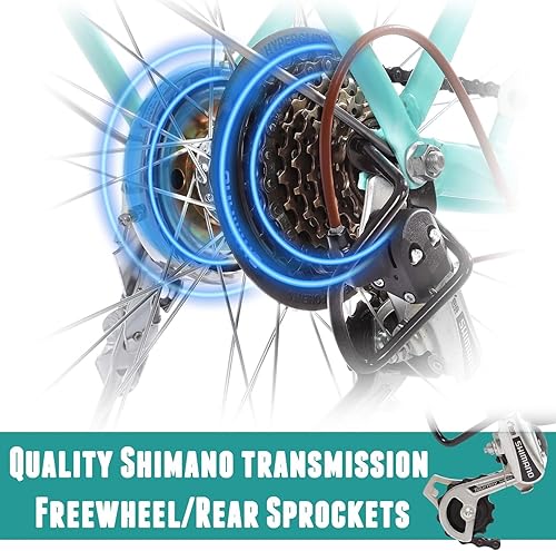 Miniatura 3 de Bicicleta de crucero azul de 2426 pulgadas para hombres y mujeres, bicicleta de viaje cómoda de 7 velocidades, bicicleta clásica para adultos,