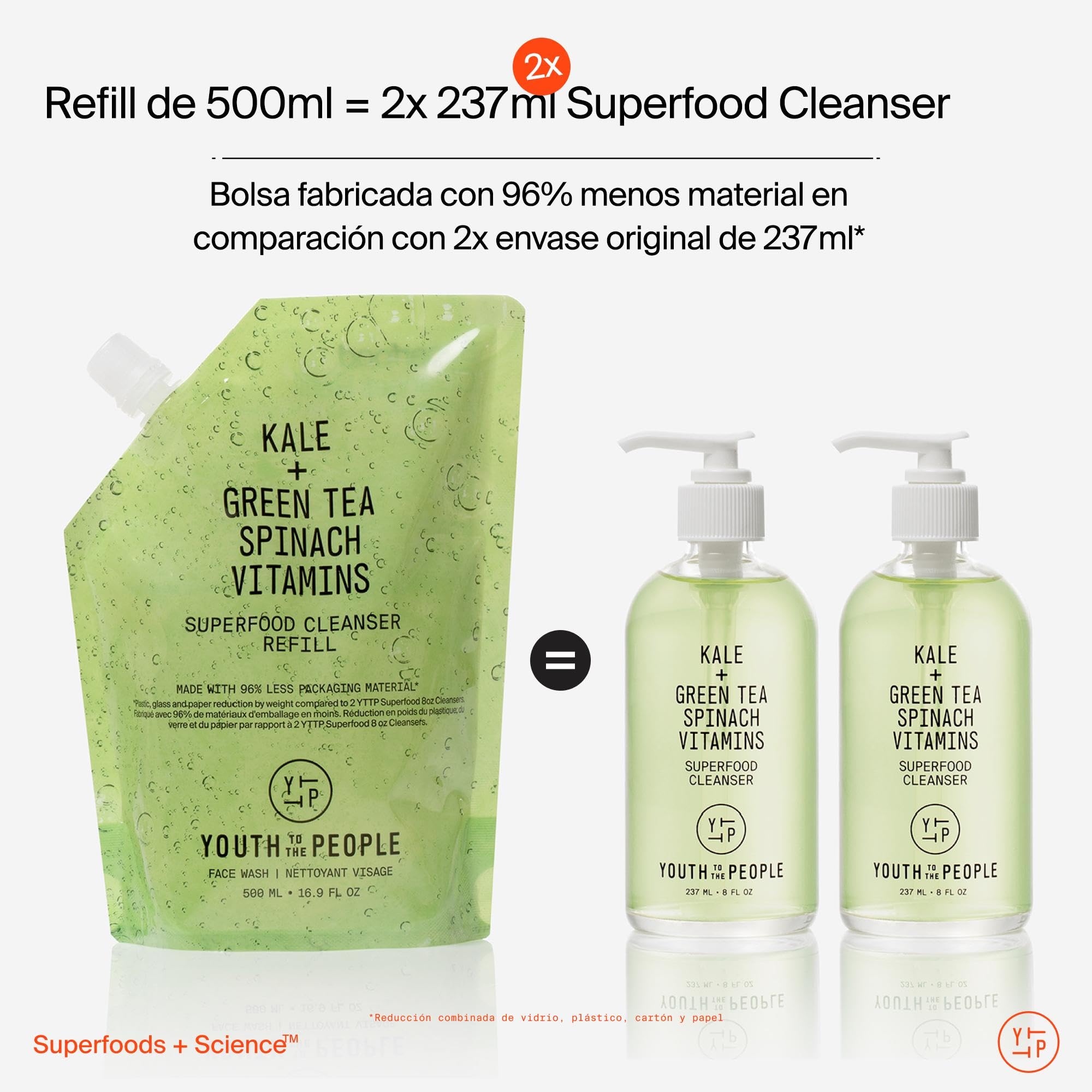 Youth To The People Superfood Cleanser, Limpiador Facial, Enriquecido con Kale, Té Verde y Espinaca, pH Equilibrado, Para Todo Tipo de Pieles, Desmaquillante Suave para Pieles Sensibles