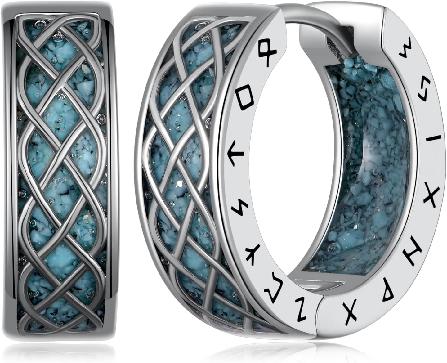 Viking Earrings for Men Women 925 Sterling Silver Rune Celtic Hoop Earring Viking Jewelry Gifts Men Women