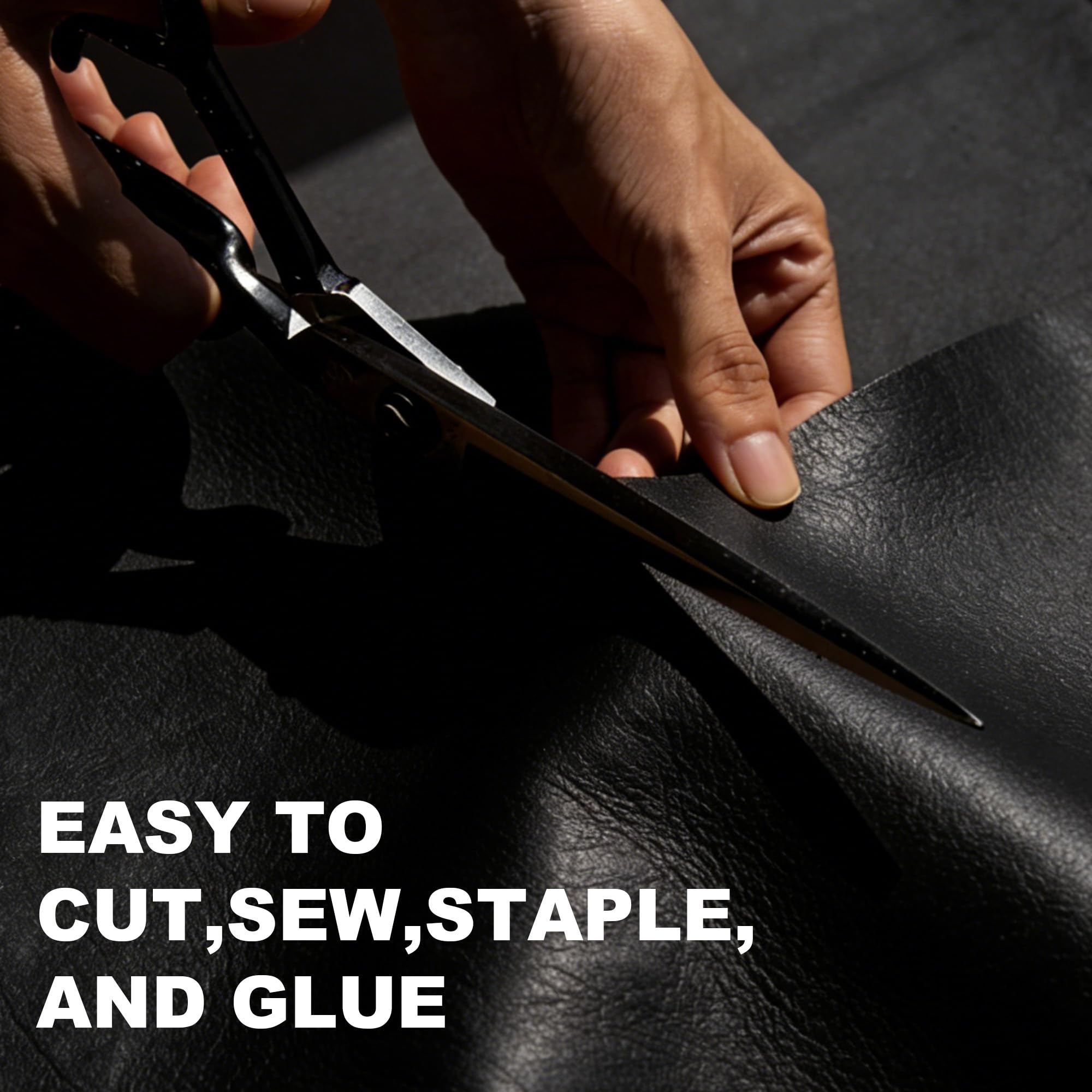 Faux Leather, Marine Vinyl PVC Leather for DIY Upholstery, Sofa Car Boat Seat Repair, Waterproof & Easy to Clean, Black (1 FT 55x12 Inch) - 5