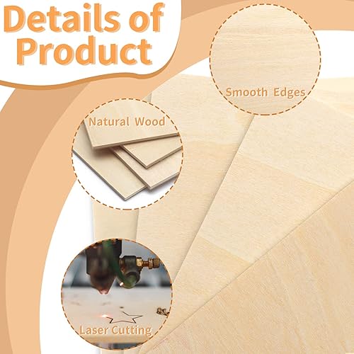 Miniatura 3 de Benvo Hojas de madera contrachapada de abedul para manualidades, madera sin terminar para manualidades, corte y grabado láser, corte CNC, quema de