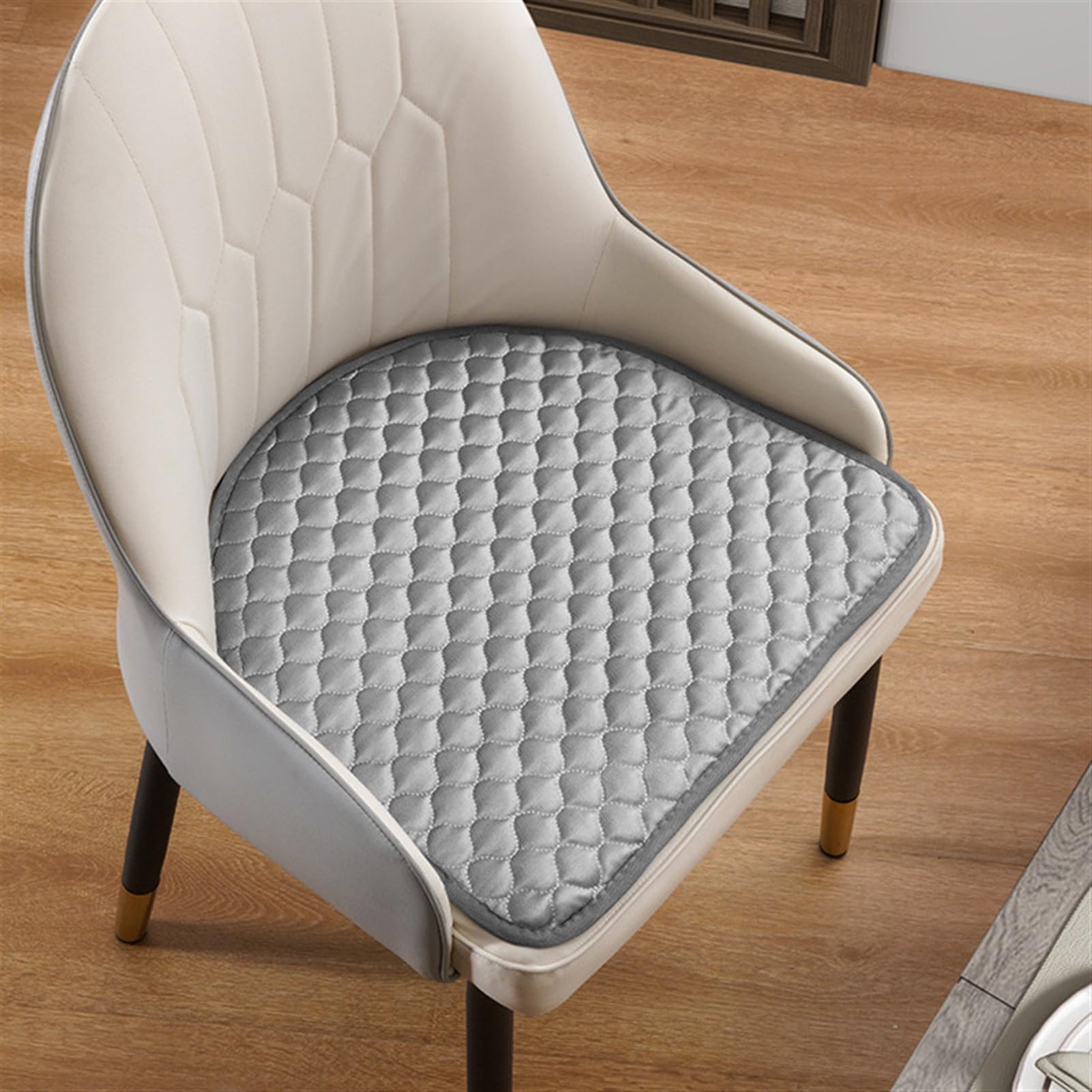 Lot de 4 Coussins de Chaise Antidérapants Demi Cercles Galette de Chaise Confortables et Lavables pour Salle à Manger Cuisine, Gris, 44 x 41 cm