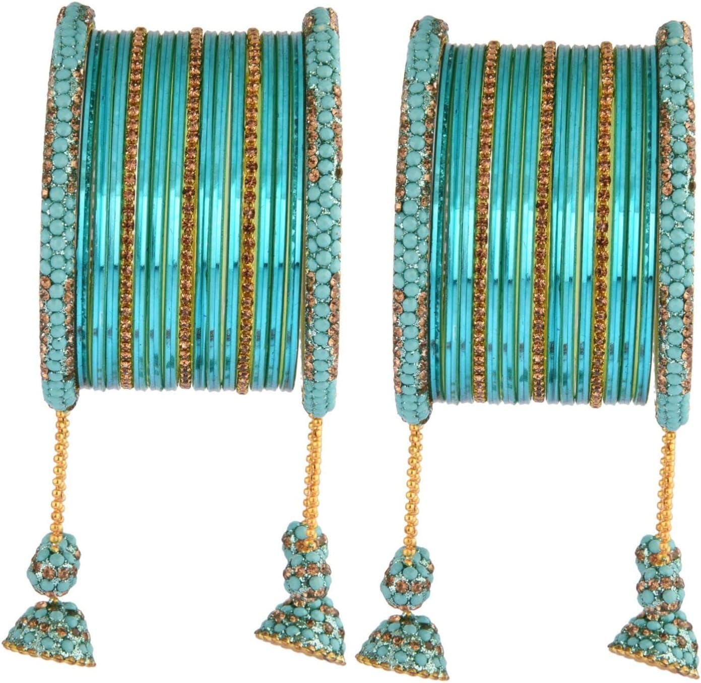 EfulgenzRakhi Gifts for Sister Indian Bangles for Women Boho Vintage Antique Gypsy Tribal Indian Oxidized Beaded Tassel Bracelets Bangle Set Raksha Bandhan Gift for Bhabhi