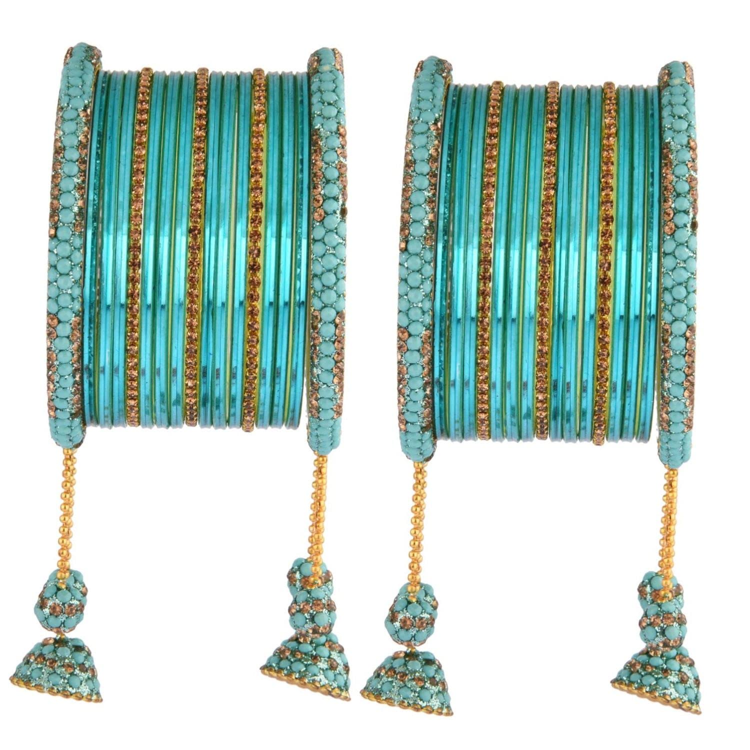 EfulgenzRakhi Gifts for Sister Indian Bangles for Women Boho Vintage Antique Gypsy Tribal Indian Oxidized Beaded Tassel Bracelets Bangle Set Raksha Bandhan Gift for Bhabhi