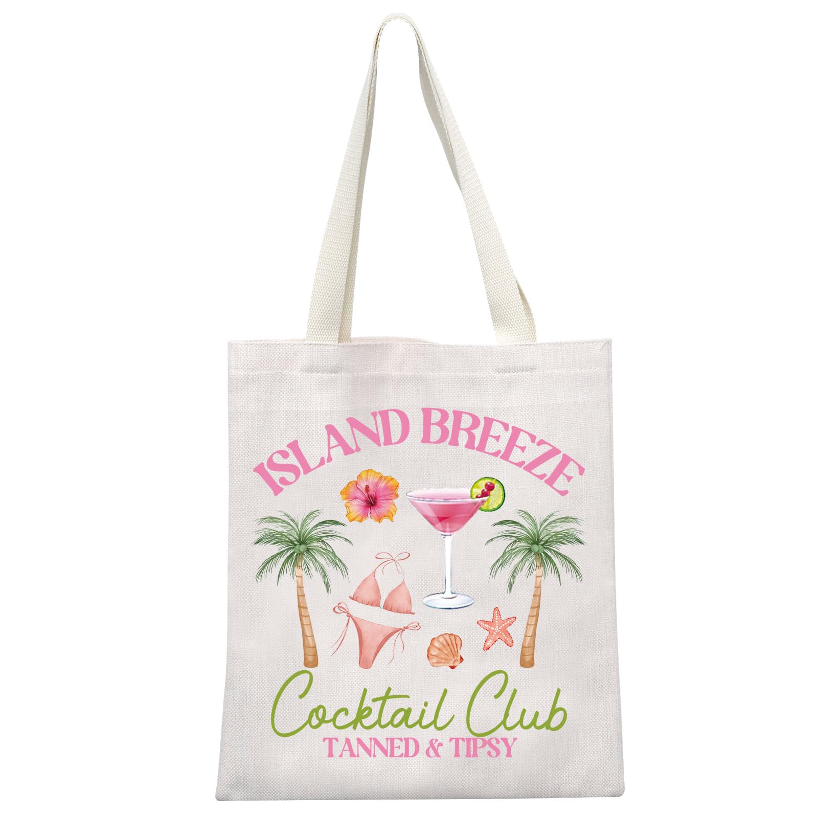 MEIKIUP Funny Summer Vacation Gift Tanned and Tipsy Shoulder Bag Summer Cocktail Club Shopping Bag Beach Lover Gift