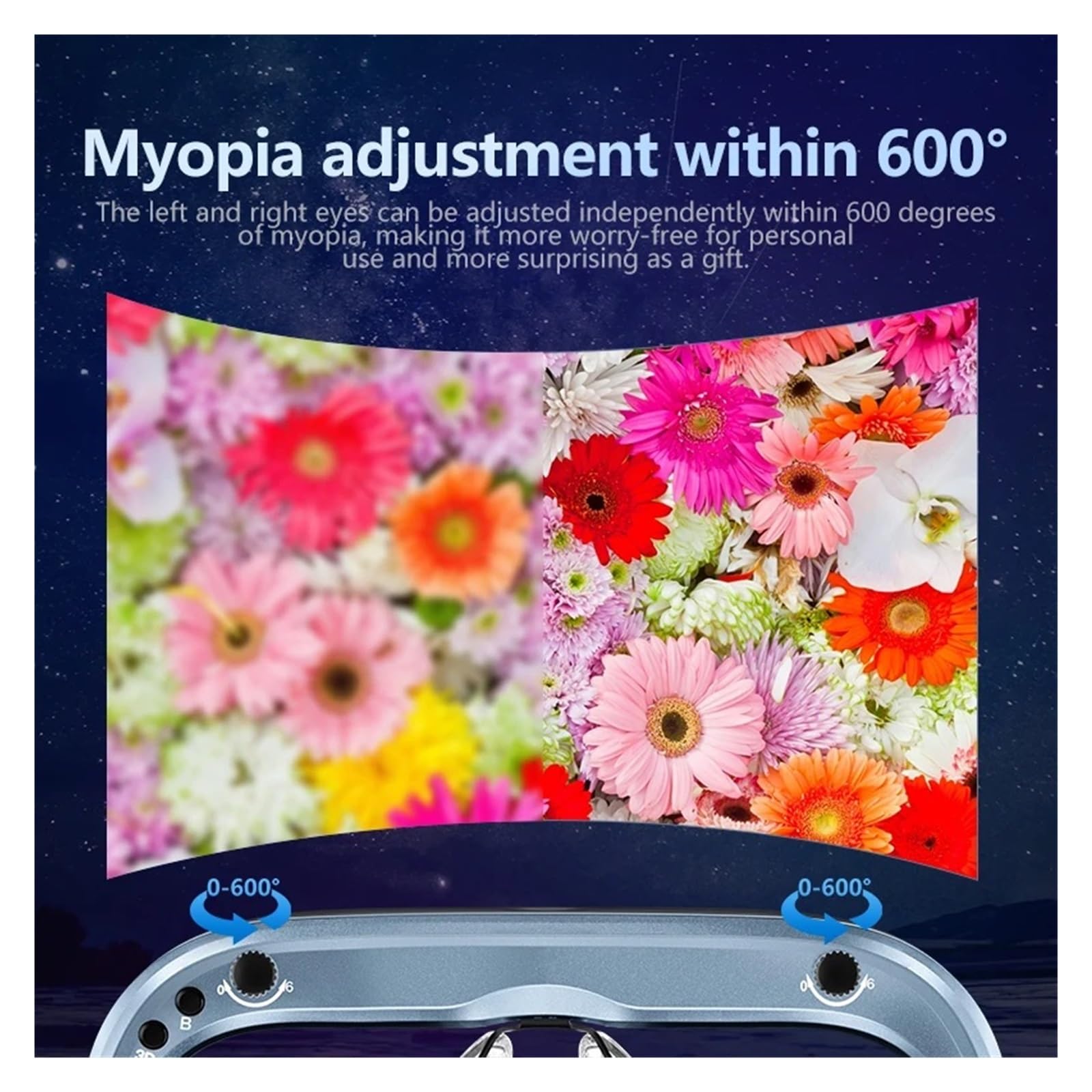 Gafas de Realidad Virtual 4K/1080p con Cambio 3D/2D for Hombre y Mujer, Pantalla Grande, Doble Lente, Cine Virtual móvil, Gafas Inteligentes de Realidad Aumentada(256GB Version)