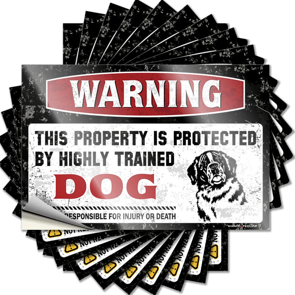 Funny Sticker Warning This Property is Protected By A Highly Trained Dog Funny Sticker 10 Pcs Car Stickers Decal Stickers for Cars(6X9CM)