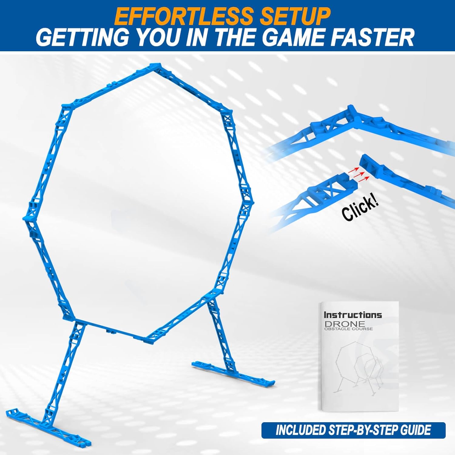 Drone Obstacle Course, Includes 2 Pack Easy to Build Obstacle Hoop, FPV Racing Drone Loop Gate, Suitable Competition RC FPV Racing of Drones or Model Aircraft Games for Age 6-12 Kids or Adults