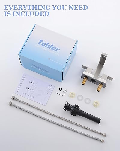 Miniatura 7 de Tohlar Grifos de baño, grifo de lavabo de baño, 2 asas, juego central de 4 pulgadas para fregadero de 2 o 3 agujeros, grifo para baño, fregadero de