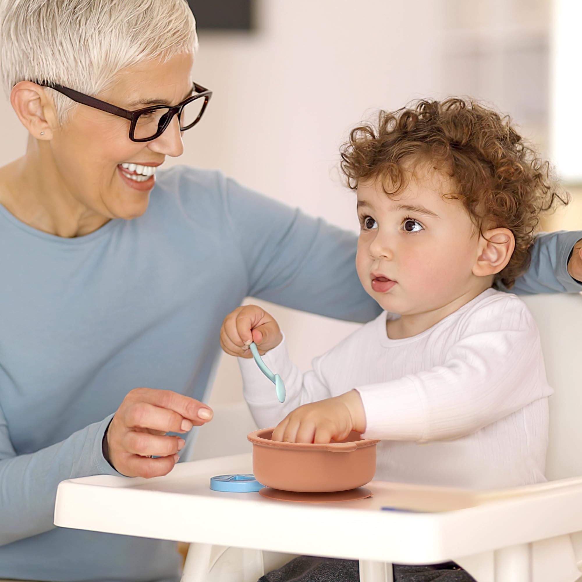 Lot de 3 bols en silicone pour bébé avec ventouse - Antidérapants - Avec aspiration - Passent au micro-ondes - Pour bébé - Sans BPA - Pour enfants et tout-petits, TW-8497