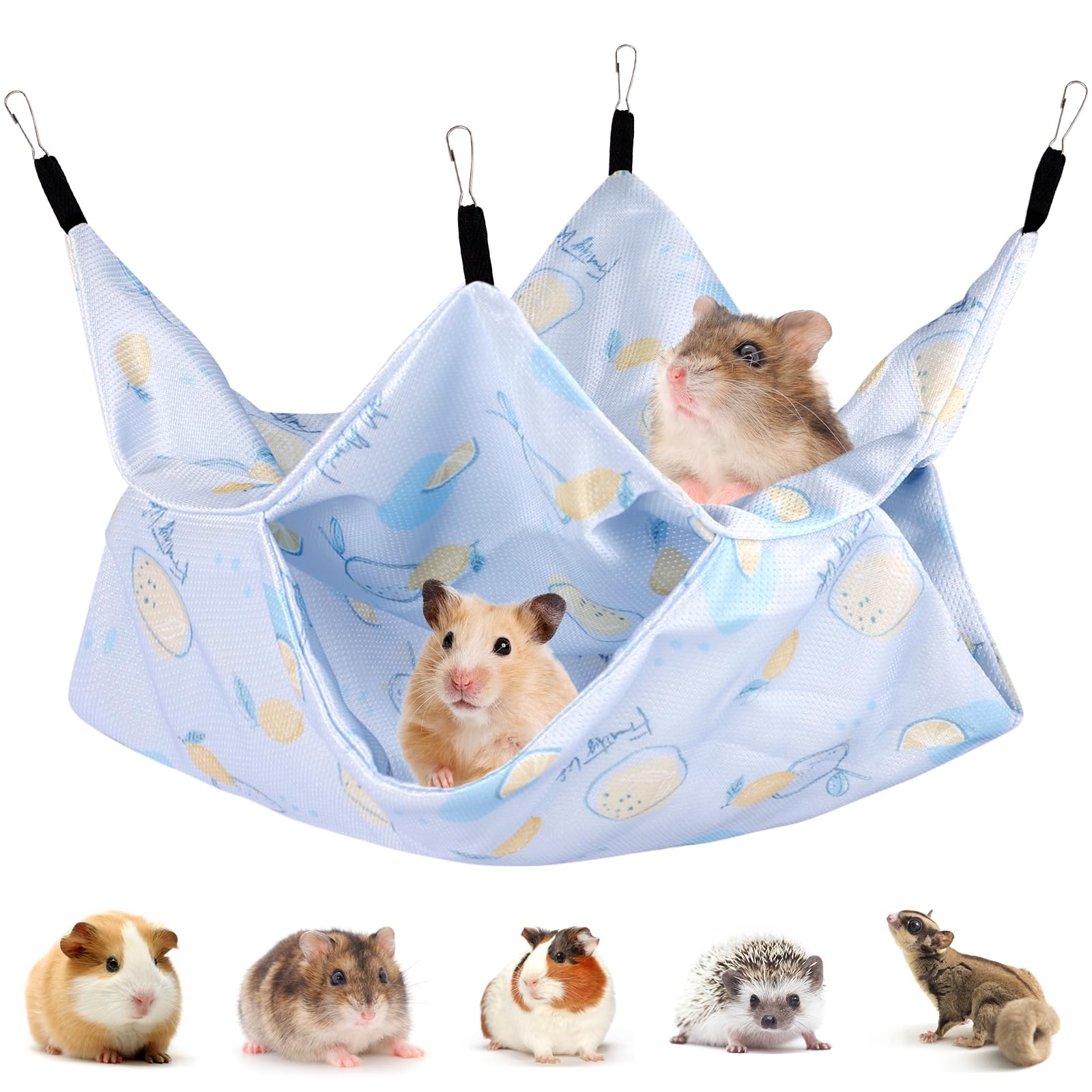 Lit rafraîchissant pour hamster et cochon d'Inde : hamac suspendu bleu pour cage