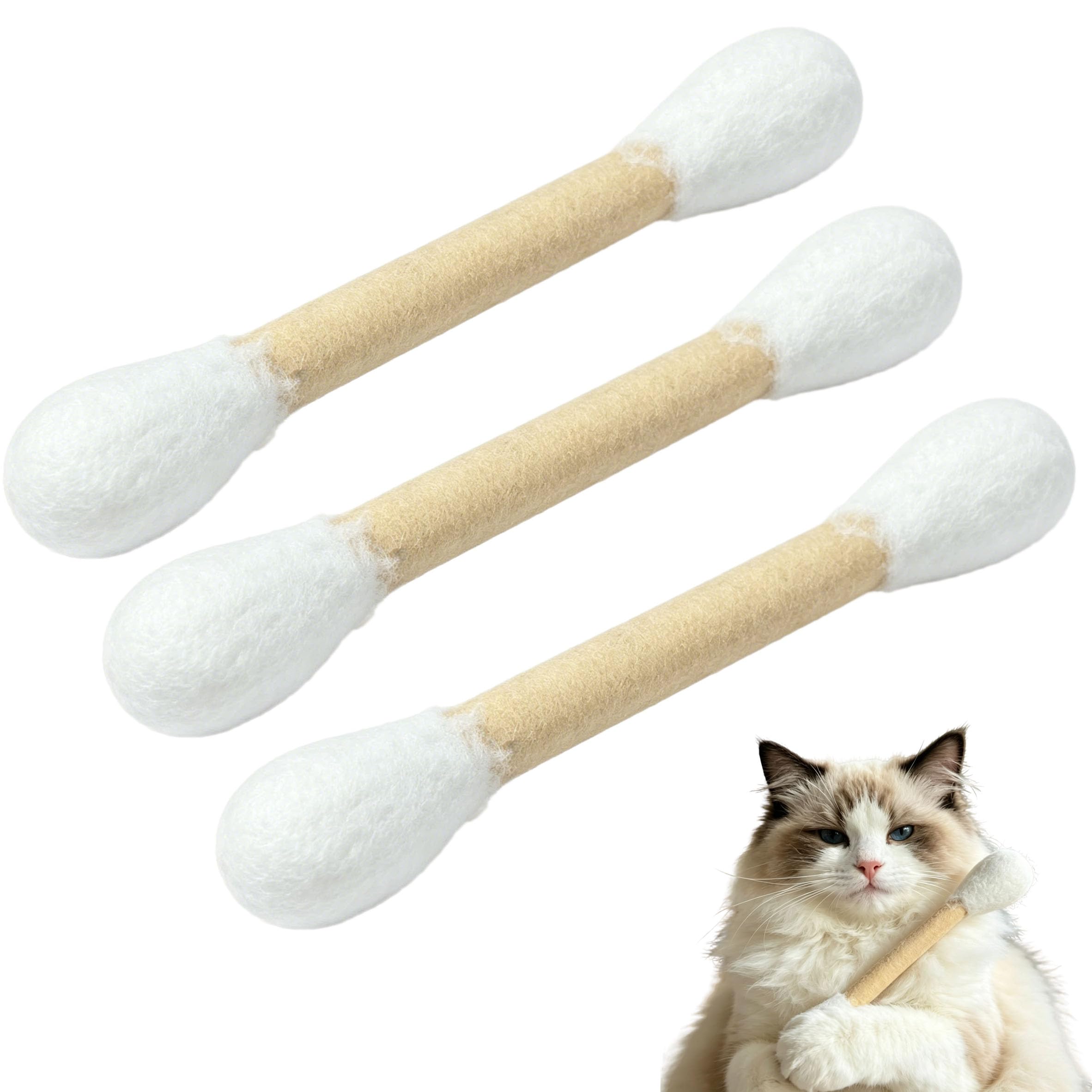 Giant Q Tip Cat Toy, 30cm Giant Qtip Cat Toy, Cotton Swabs Cats Toys with Catnip, Kitten Interactive Chew Toys Teething Sticks (3)