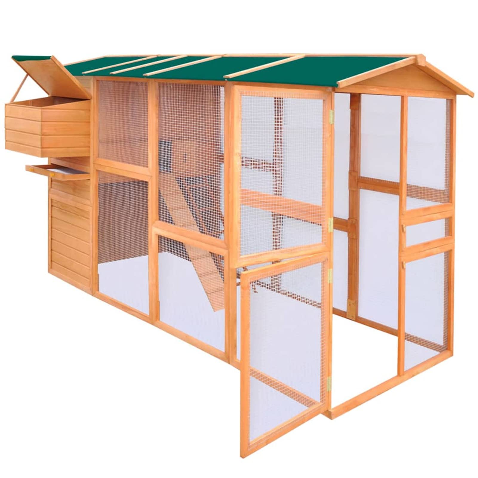 Pollaio in Legno, Pollai e Gabbie, Pollaio per Galline da Esterno, 295x163x170 cm - 170411