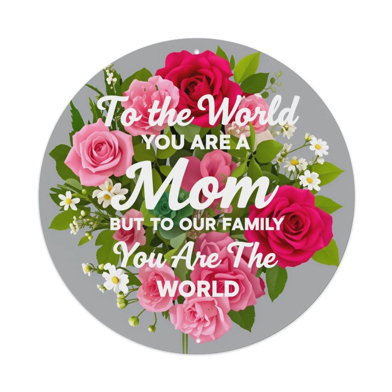 Floral Bouquet With Roses And Daisies Round Tin Sign Vintage Metal Poster, Home Bar Garage Man Cave Cafe Indoor & Outdoor Wall Decoration 8x8Inches