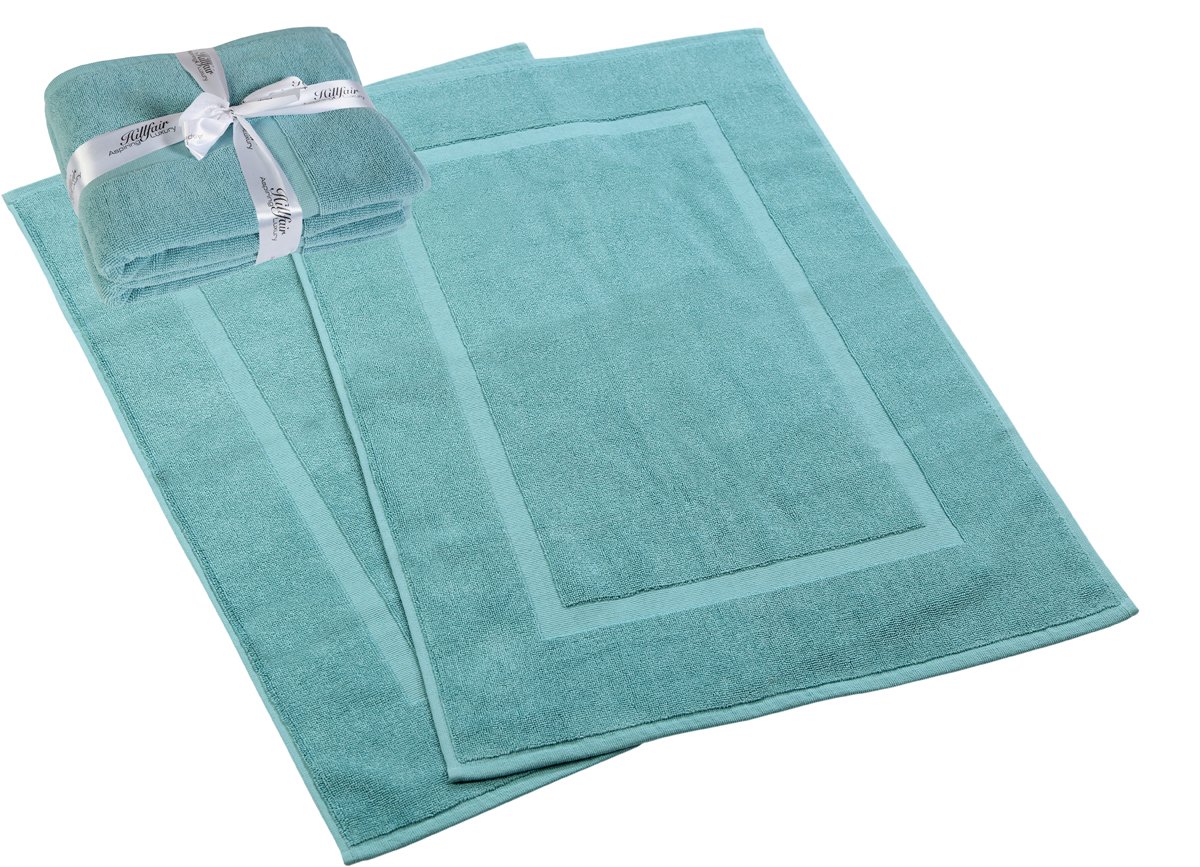 HILLFAIR 900 GSM-Hotel-Spa wanna-prysznic mata podłogowa mata podłogowa - (2 sztuki, woda, 53 cm na 81 cm) - 100% bawełniana mata łazienkowa ring-spun/dywaniki łazienkowe, można prać w pralce