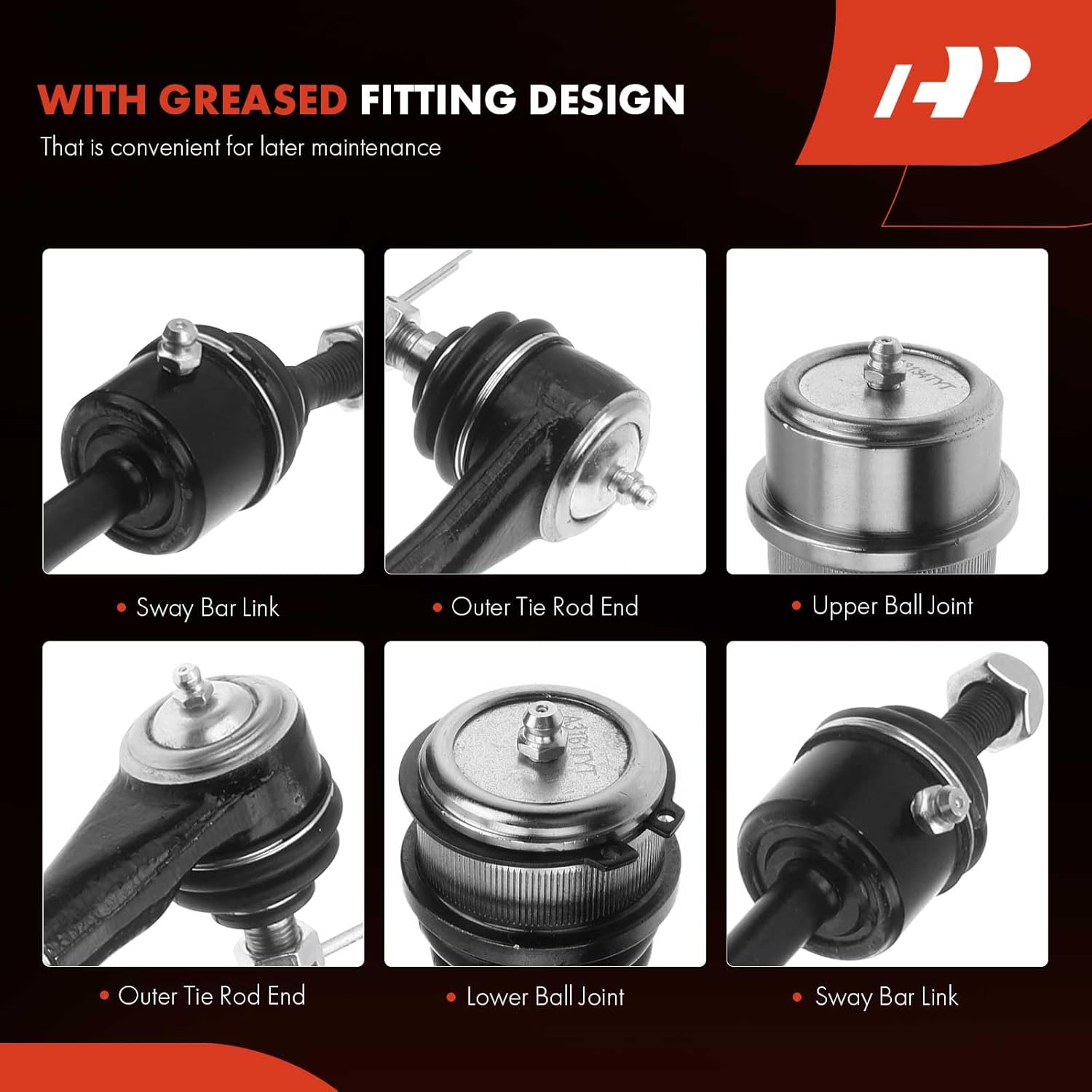 A-Premium Set of 8, Front Sway Bar Link, Upper Lower Ball Joint, Outer or At Pitman Arm Tie Rod End, Compatible with Jeep Wrangler 1997-2006, TJ 1997-2006, 4WD Only