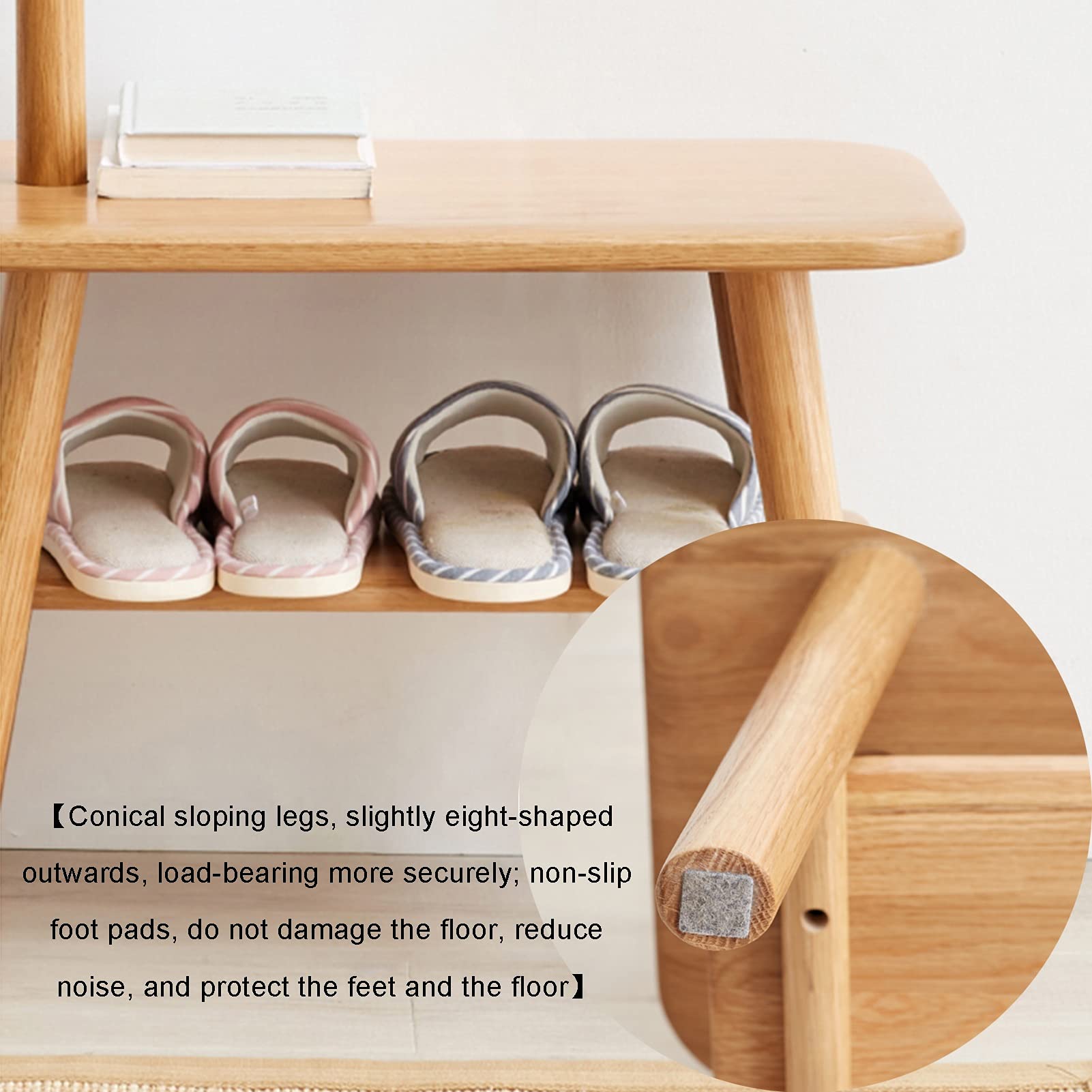 Kleiderstange, Garderobenständer, Kleiderständer, Holzmöbel mit Schuhwechselbank, ideal für Flur, Schlafzimmer, Eingangsbereich, Büro, Kleidung, Hut, Handtasche, Aufbewahrung, 2 Farben (Walnussfarbe