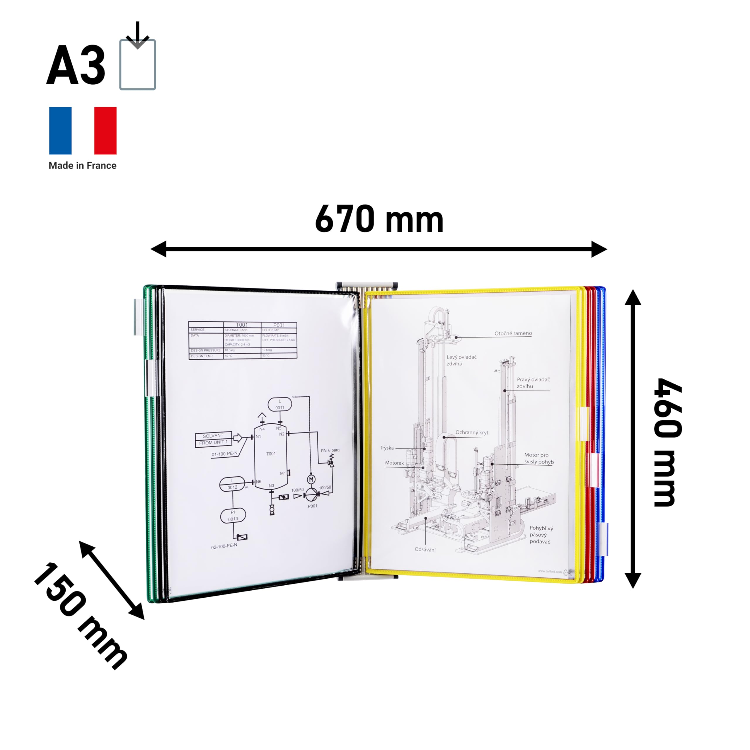 T-Technic A3 Leggio murale 45x10x32 cm con 10 buste in metallo