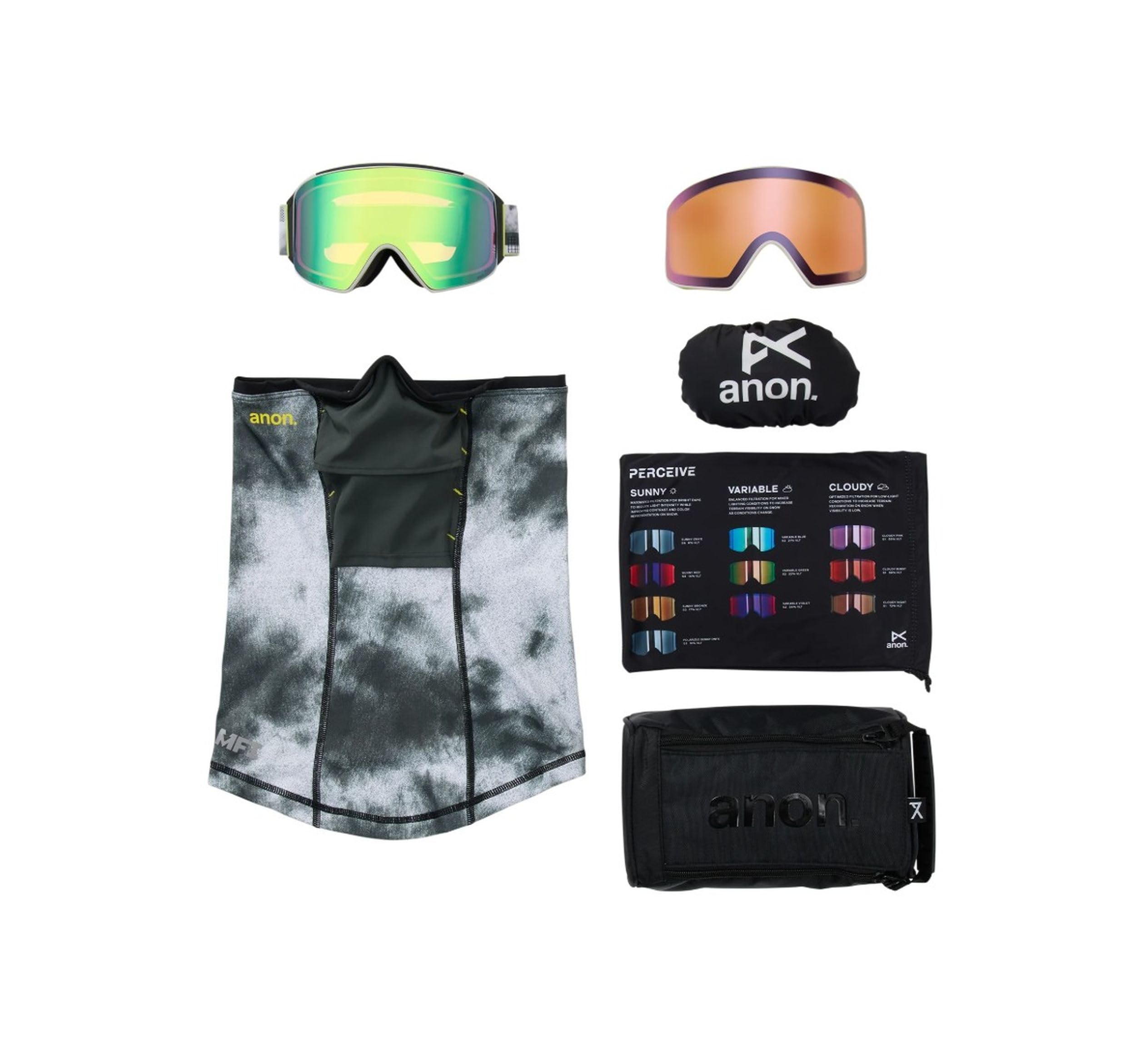 Anon M4 Cylindrical Snow Goggles + Bonus Lens + MFI® Face Mask - Low Bridge Fit