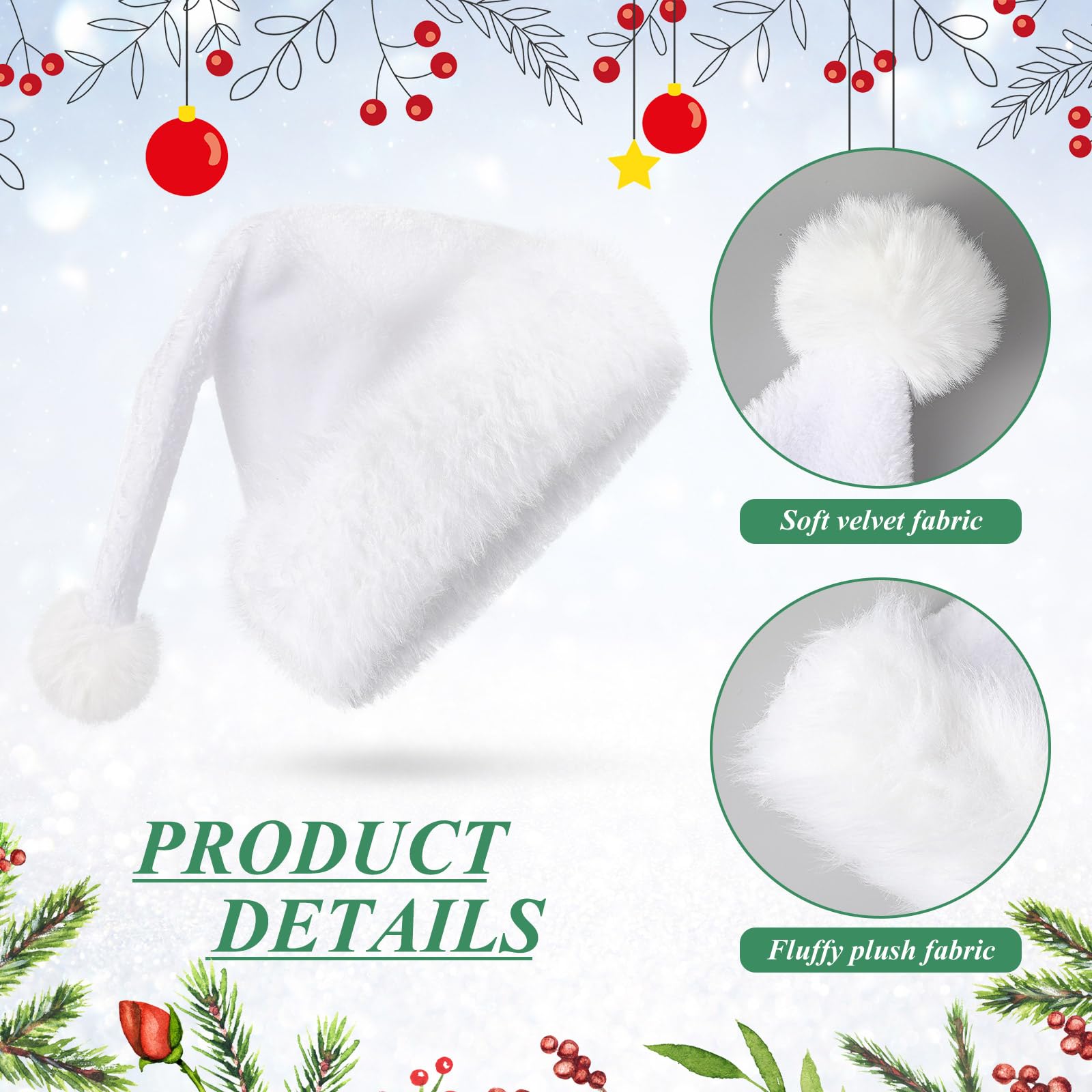 Geyoga 6 sombreros de Navidad de Papá Noel, sombreros de Papá Noel, sombreros de felpa para adultos, suministros de fiesta festiva de Navidad