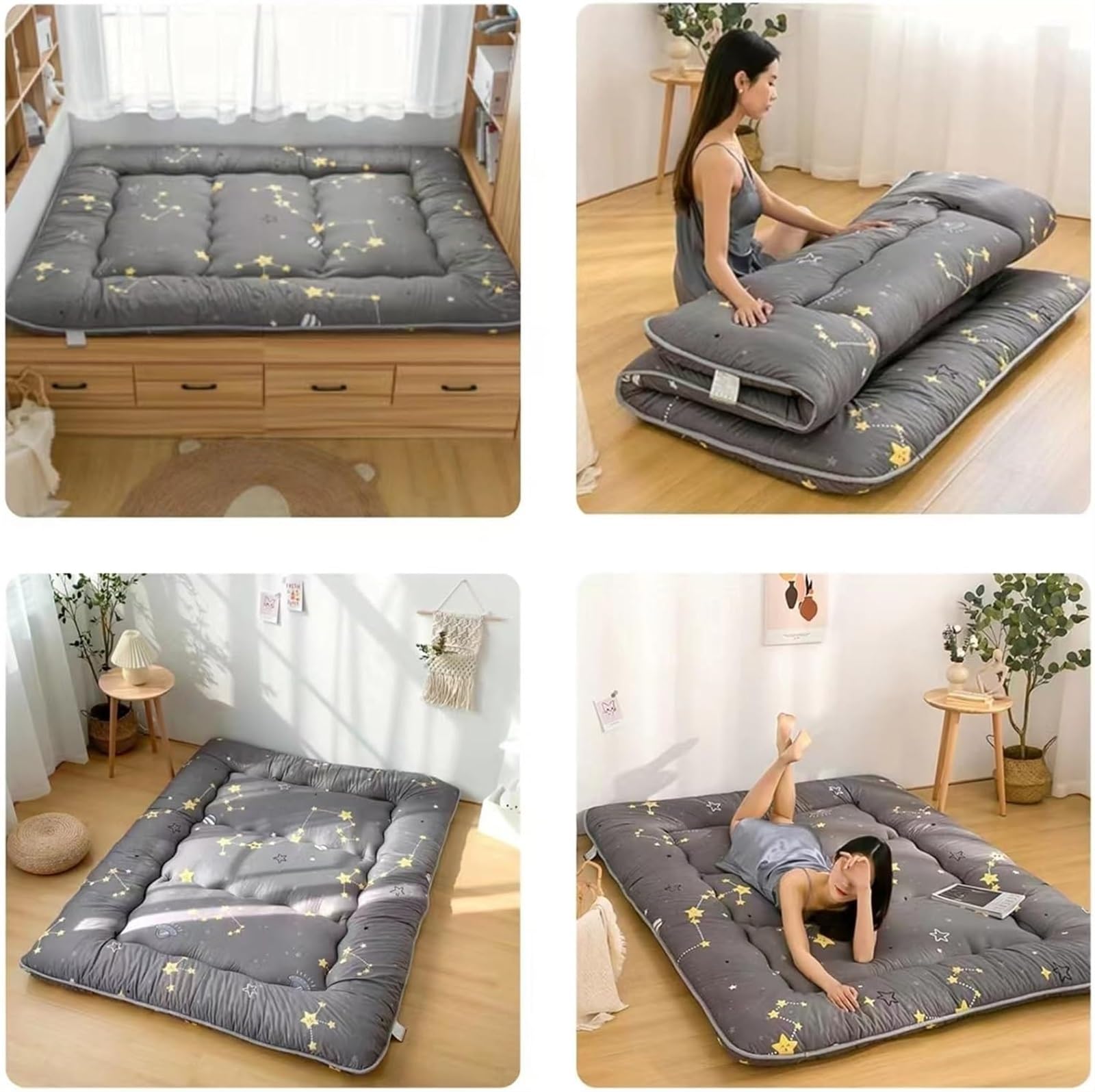 materac pogrubiony japoński materac podłogowy podwójny/pełny/królowy/king tatami składany materac futon do akademika studenckiego materac gruby materac (kolor: A rozmiar: 150 x 200 cm)
