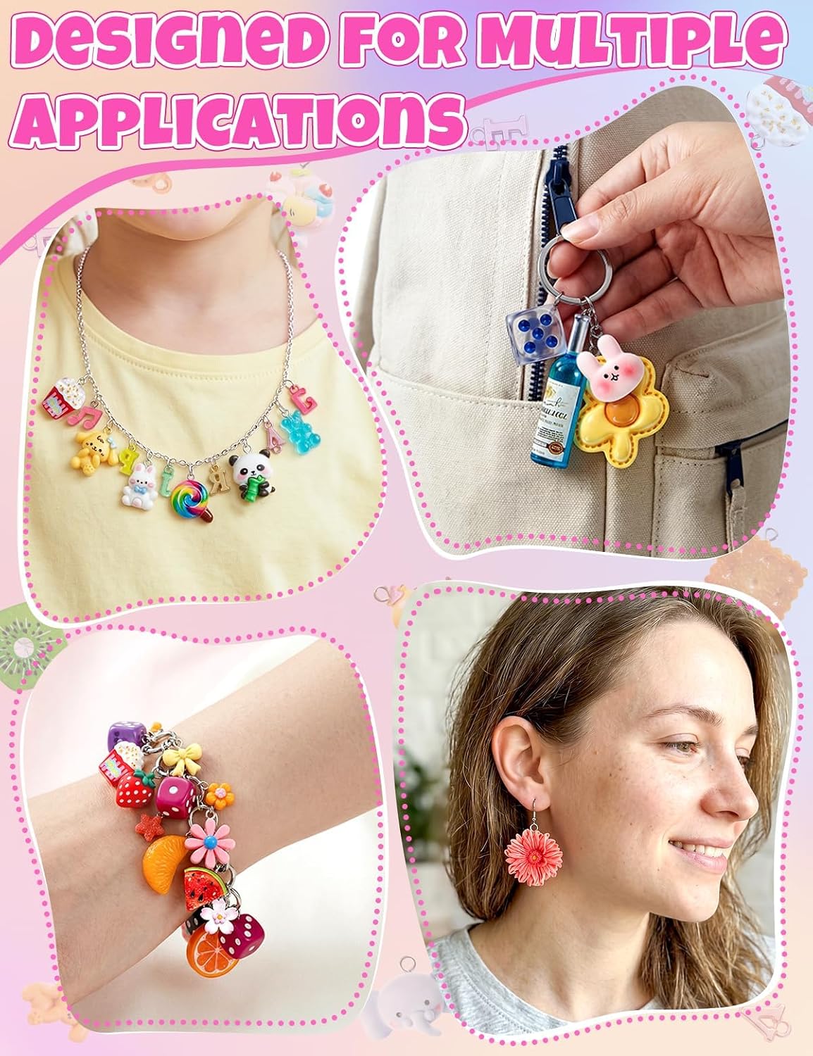 DIY Cute charms for bracelets Resin Charms for DIY Keychain &Jewelry Making