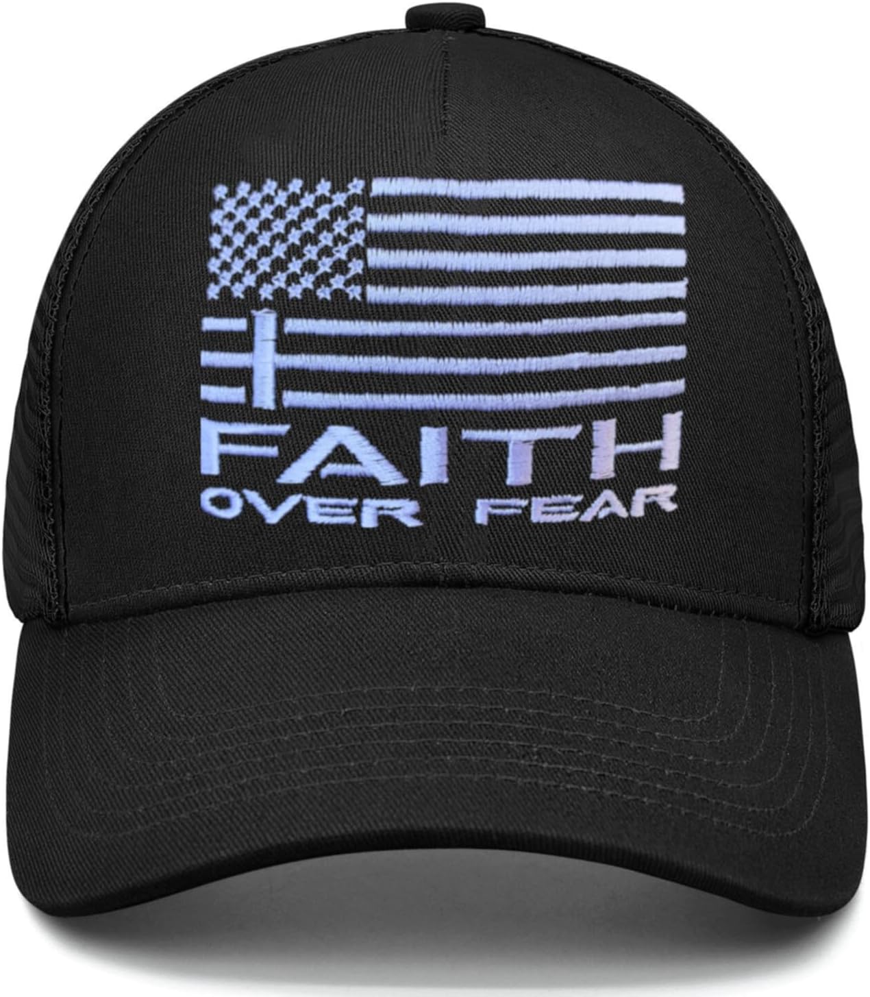 Faith Over Fear Hat with Embroidery Baseball Cap for Men Women Gifts for Dad Cross Hats Christian Trucker Caps for Boy Girls - Image 2