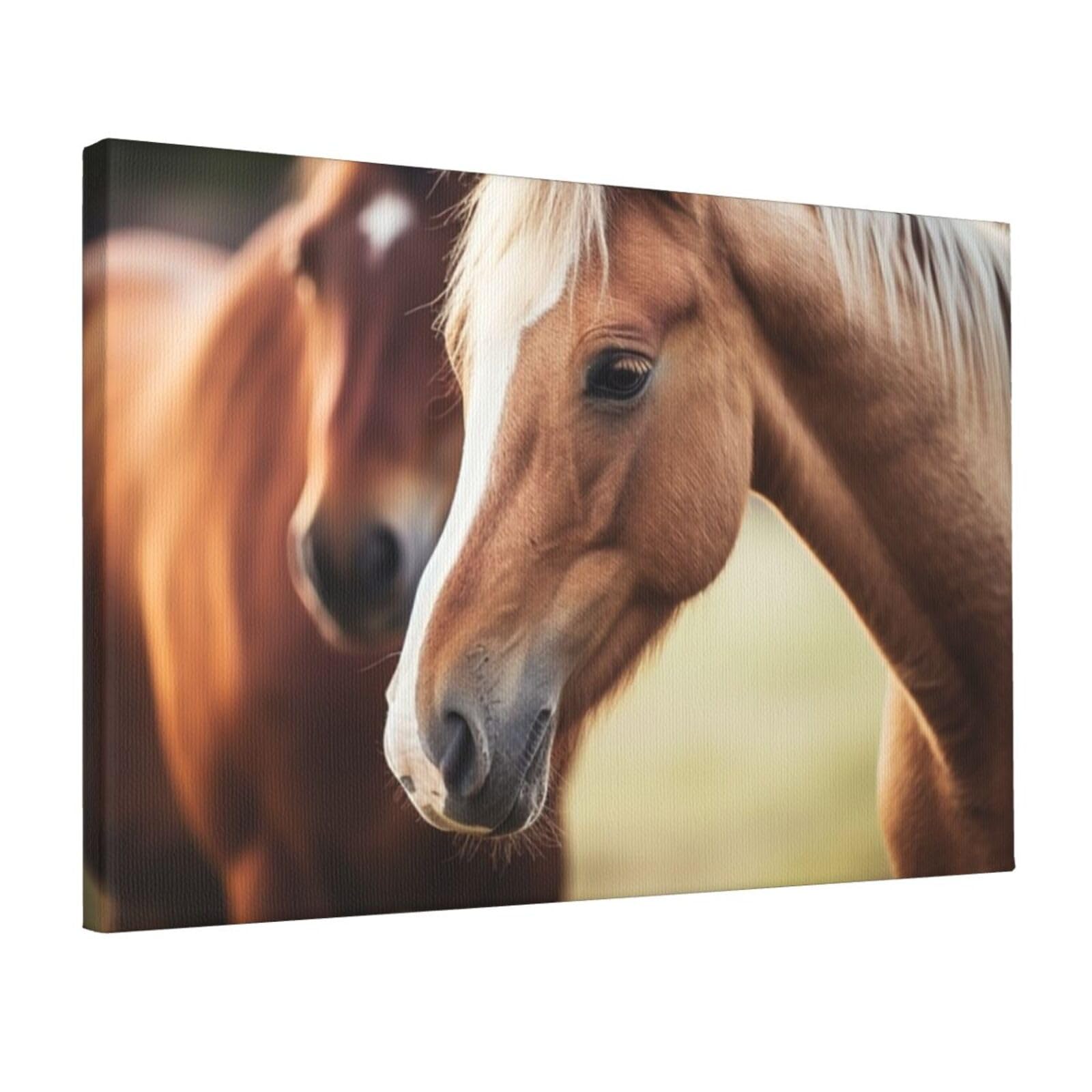 KLOPH Adorable Horse Canvas Wall Art for Living Room 12"x18" Modern Artwork Painting for Bathroom Hanging Canvas Prints Aesthetic Wallart for Bedroom Kitchen Office Wall Decor