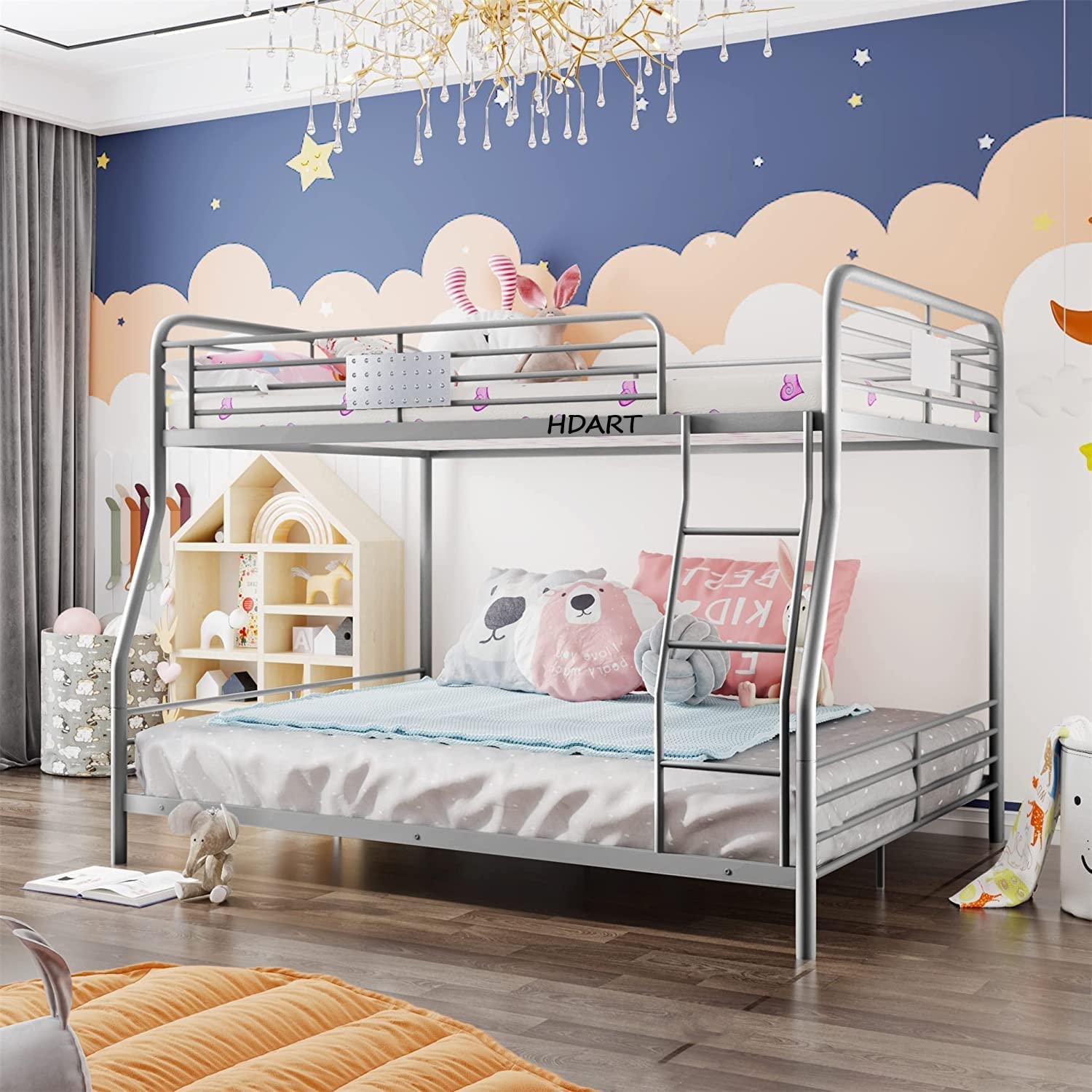 MASCO International PVT LTD Over Queen Metal Bunk Bed Frame (Silver)