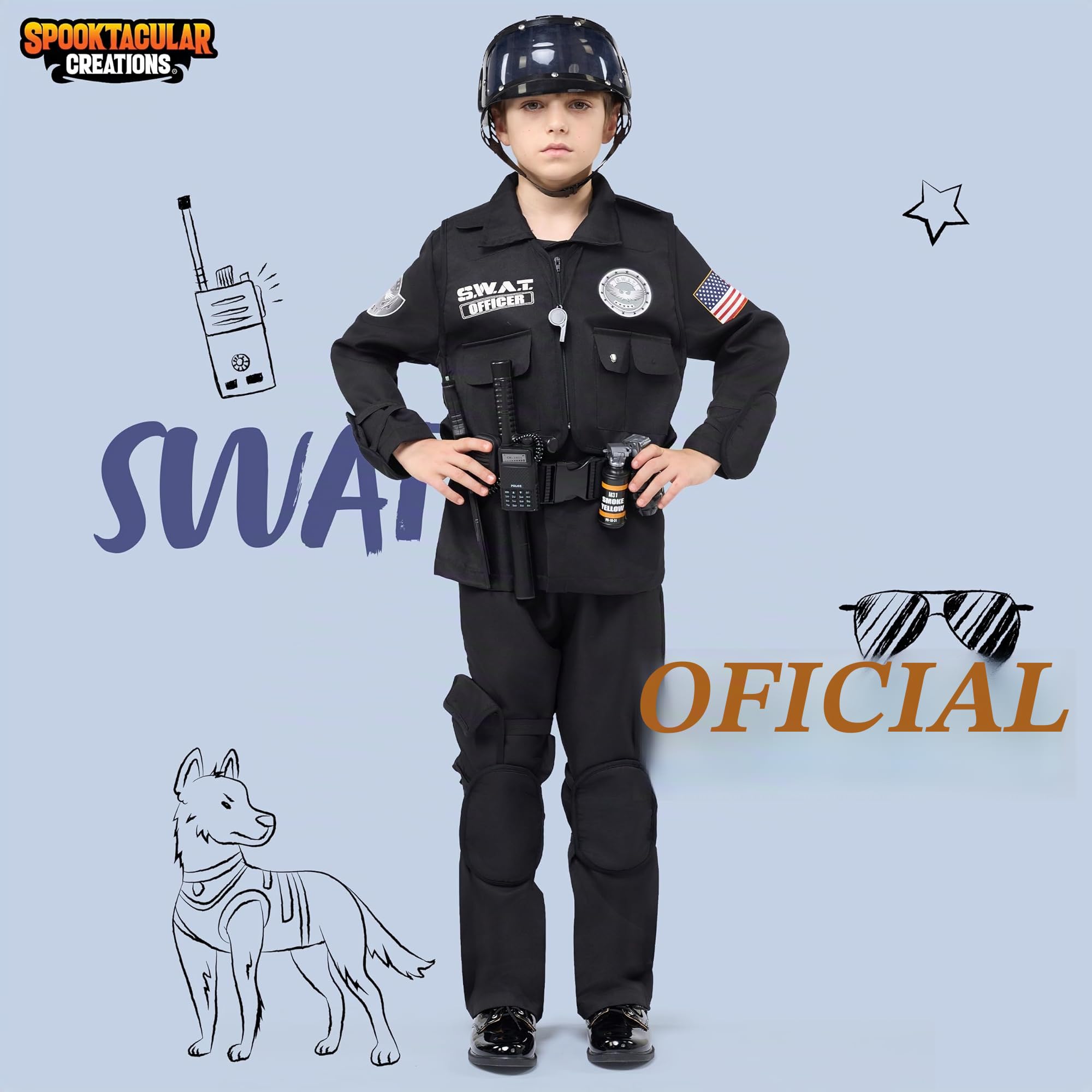 Spooktacular Creations Disfraz de oficial de Halloween Swat Finge for Kids