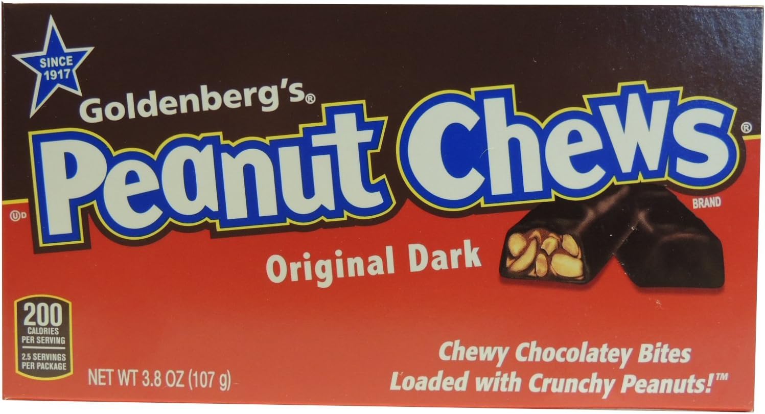 Goldenberg's Peanut Chews Original Dark 3.8 Oz box PACK OF 3