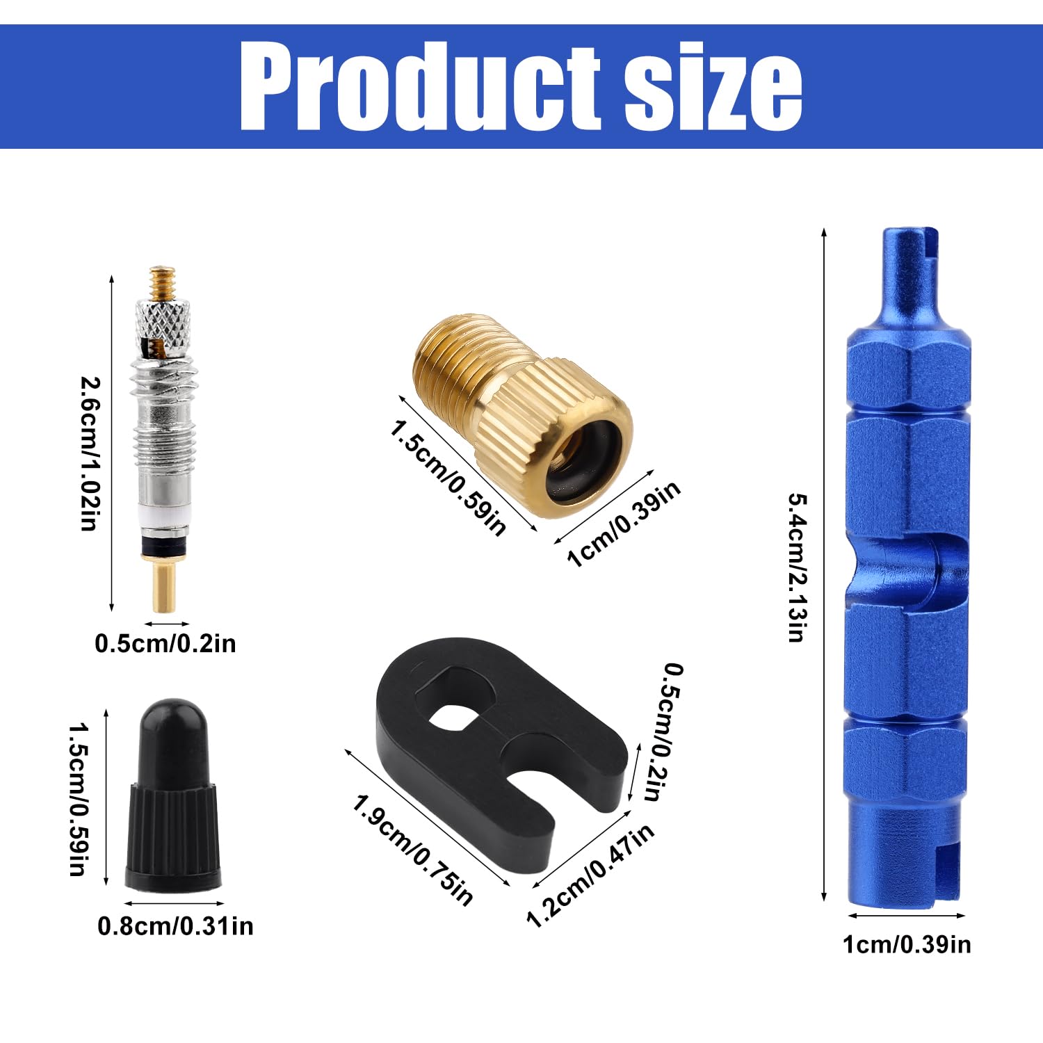 Gosknor Presta Valve Core Repair Kit, Including 10 Valve Core 10 Cover Brass Screws Plastic Buckle & Installation Tools for Tubeless Road MTB Bike Tires