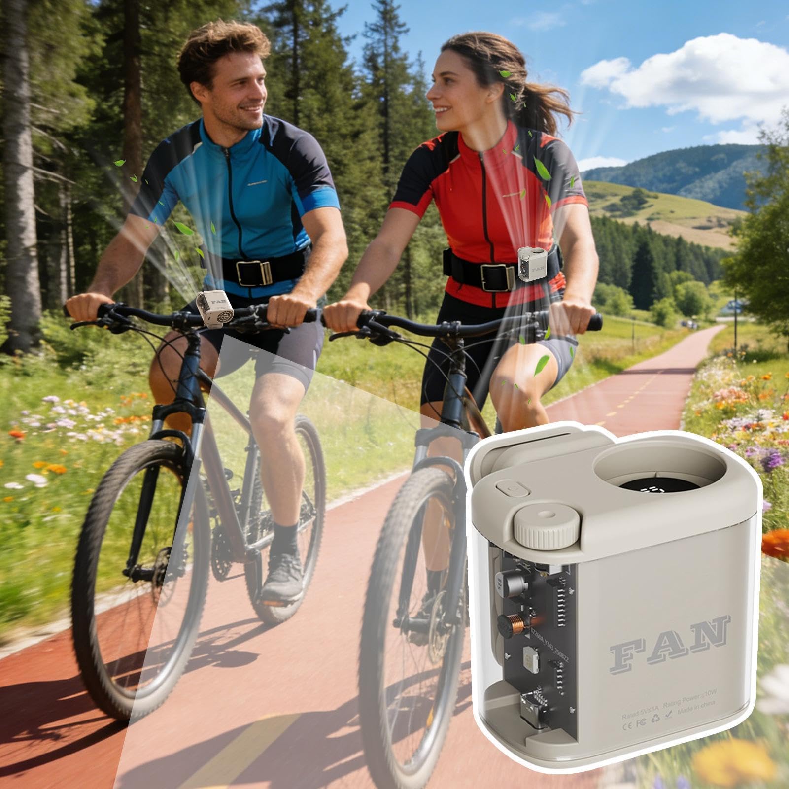 Ventilador de Cintura Recargable Pantalla Digital Enfriamiento Verano | Ventilador Cinturón Personal Enfriamiento Escritorio Para Casa Cuarto Oficina Tour Camping Trekking Pesca Playa Picnic Mujer